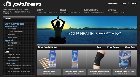 phiten usa shopping page
